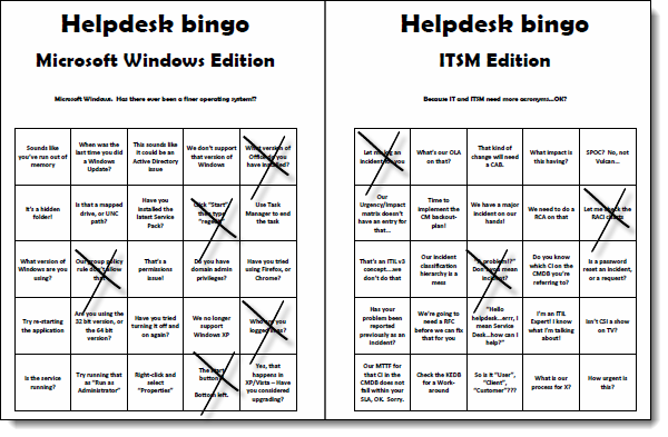 Helpdesk Bingo