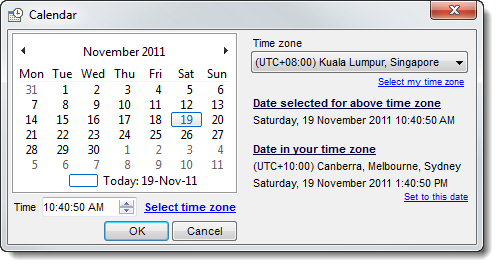 multiple timezone date selector